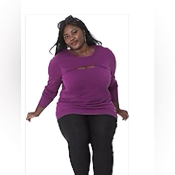 Long Sleeve Crew Neck Cut-Out Pullover - Picture 1 of 2